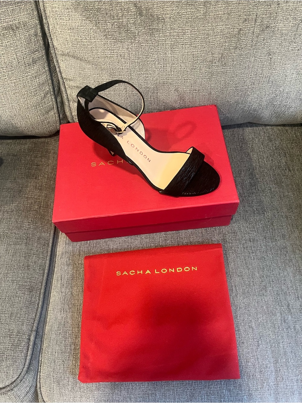 NIB NEW Sacha London Leather Handmade Black Open-Toe Sandals High Heels 9.5